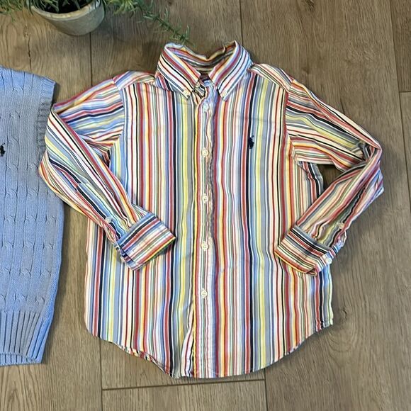 ((2 PIECE)) BOYS POLO RALPH LAUREN SWEATER VEST AND BUTTON DOWN SIZE 4/5 - Picture 4 of 7